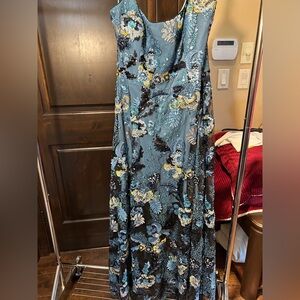 Dress the Population  Floral Embroidered Blue Dress